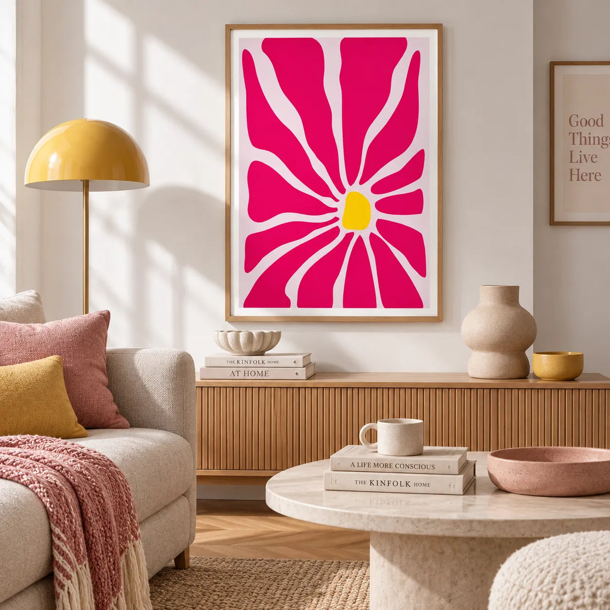 Pink Abstract Flower Pop Art Wall Art 2