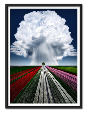 Giant Cloud Over Colorful Fields Wall Art