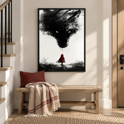 Red Hood and Black Wolf Dark Fantasy Wall Art 6
