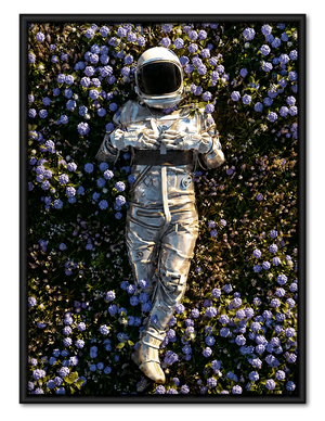 Astronaut in Purple Flower Field Wall Art