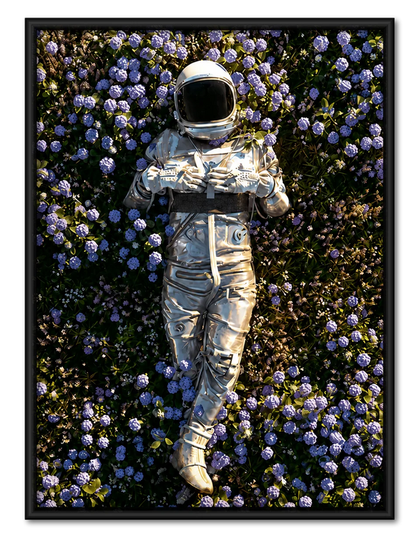 Astronaut in Purple Flower Field Wall Art