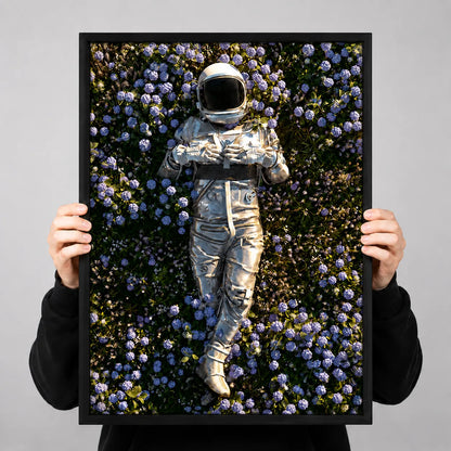 Astronaut in Purple Flower Field Wall Art 3