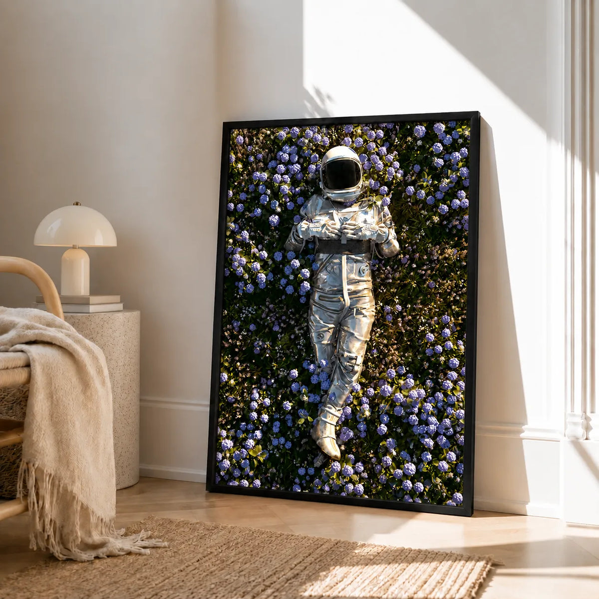 Astronaut in Purple Flower Field Wall Art 4