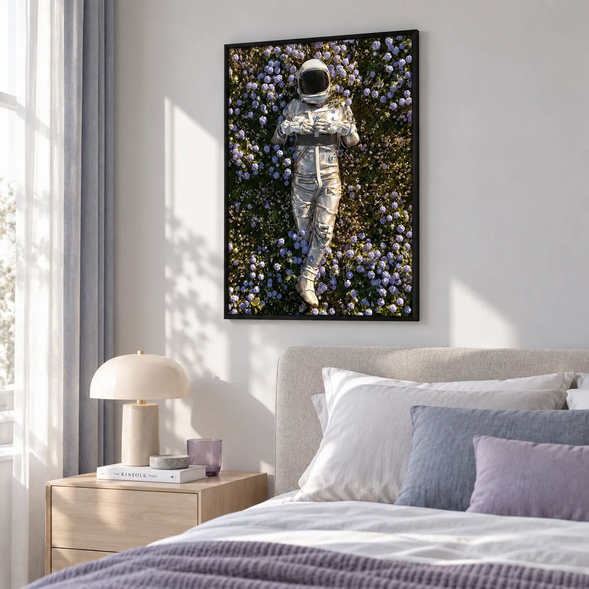 Astronaut in Purple Flower Field Wall Art 5
