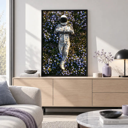 Astronaut in Purple Flower Field Wall Art 6