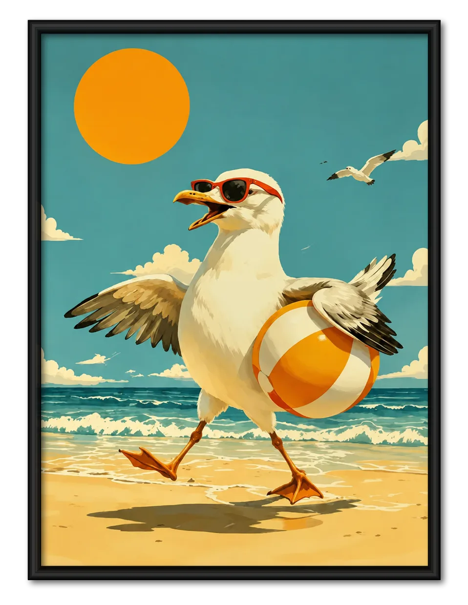 Cool Seagull Beach Ball Wall Art 1