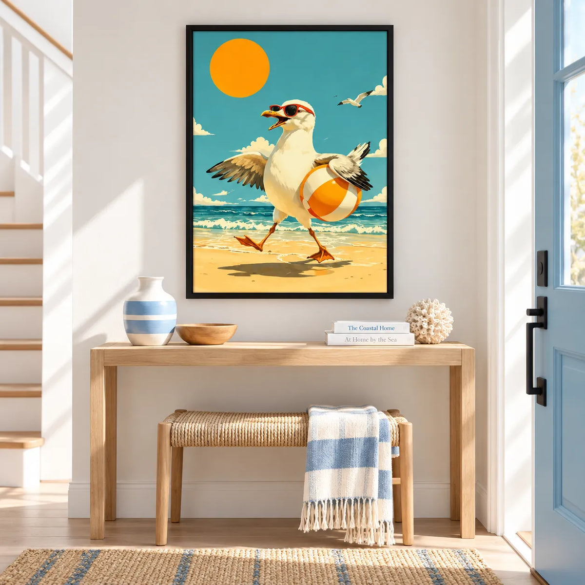 Cool Seagull Beach Ball Wall Art 2