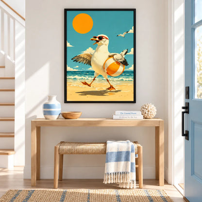 Cool Seagull Beach Ball Wall Art 2