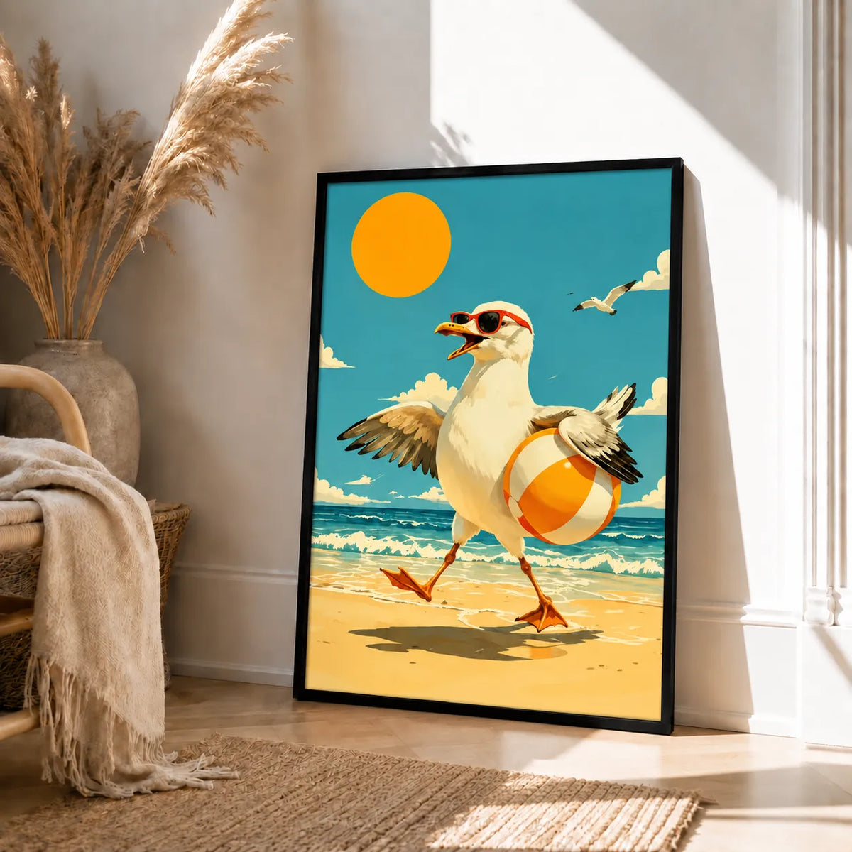 Cool Seagull Beach Ball Wall Art 4