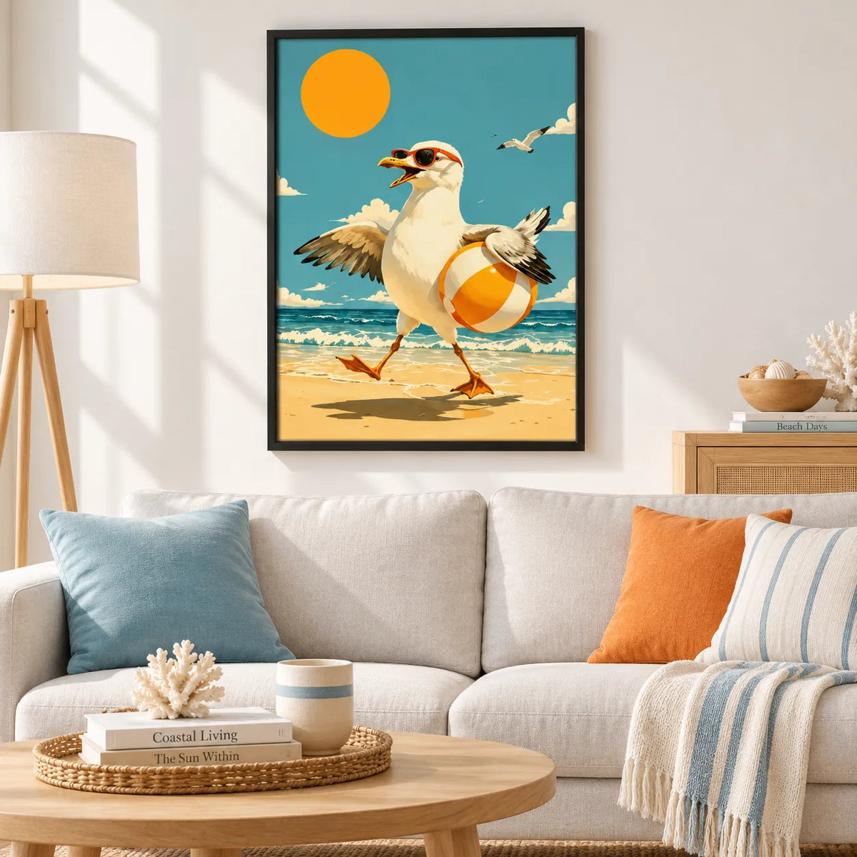 Cool Seagull Beach Ball Wall Art 6