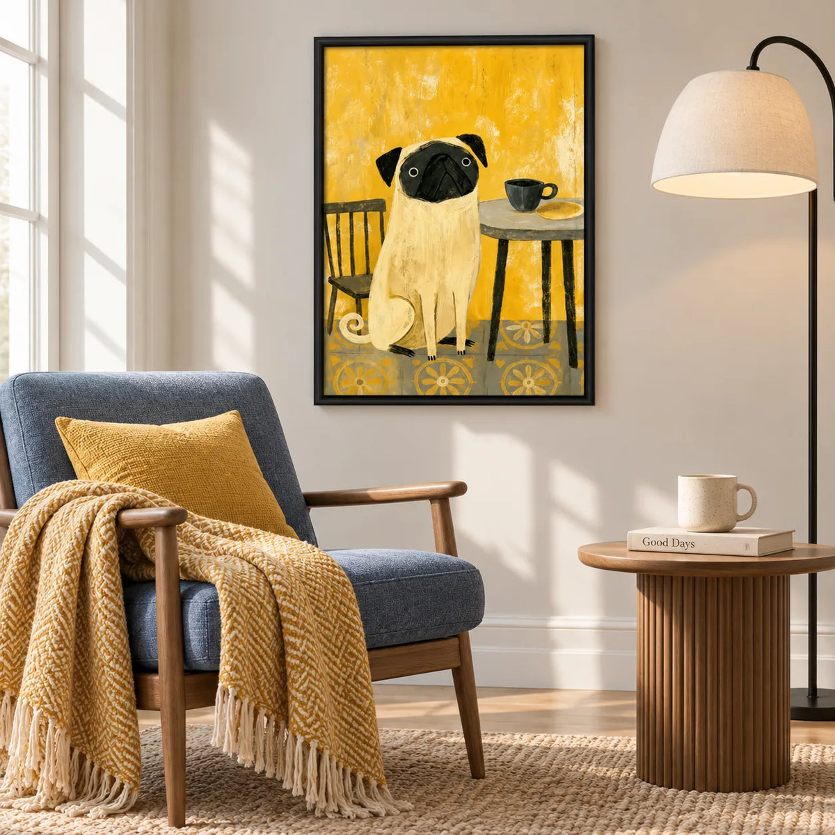 Pug Coffee Morning Wall Art 2