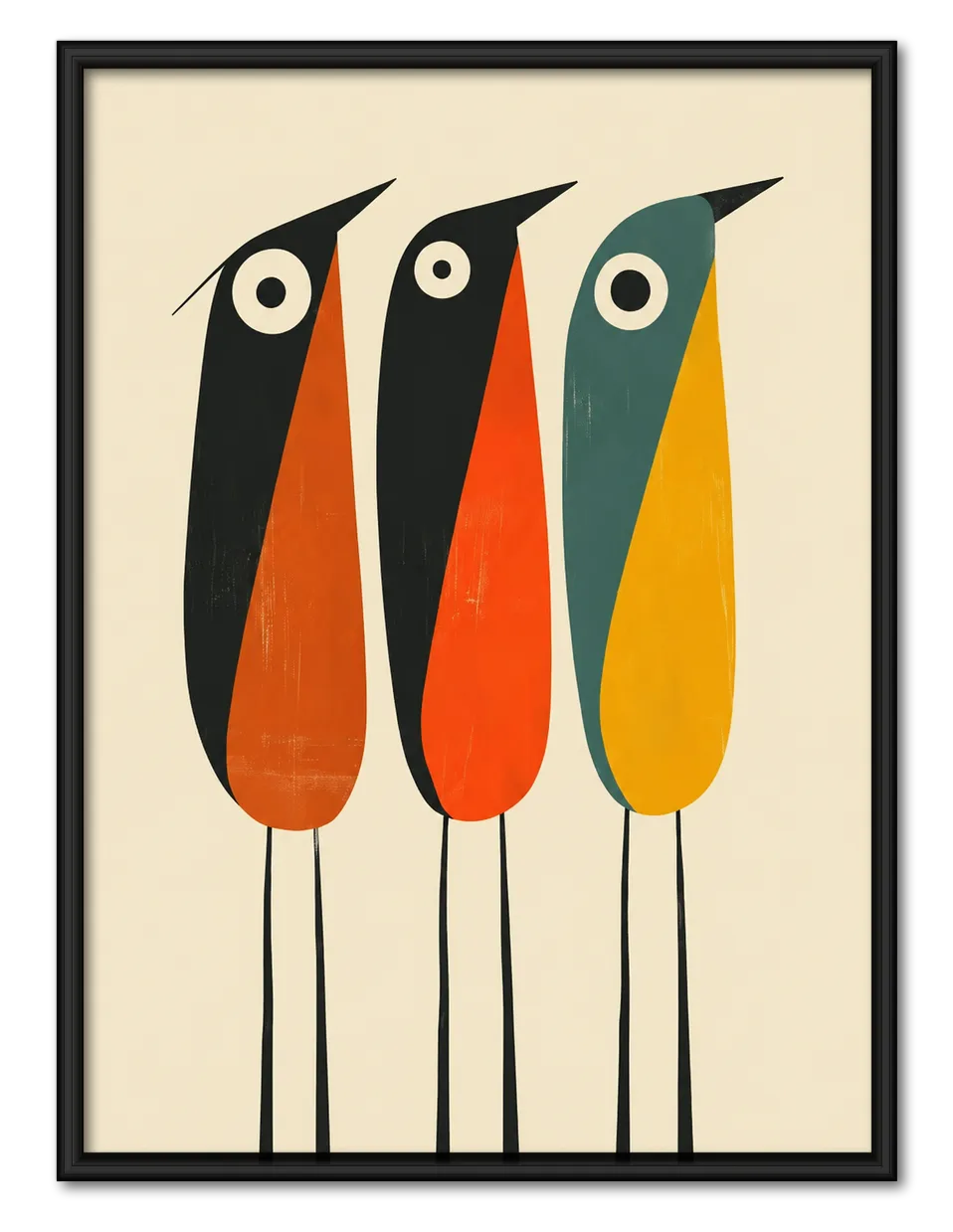 Three Colorful Birds Minimal Wall Art 1