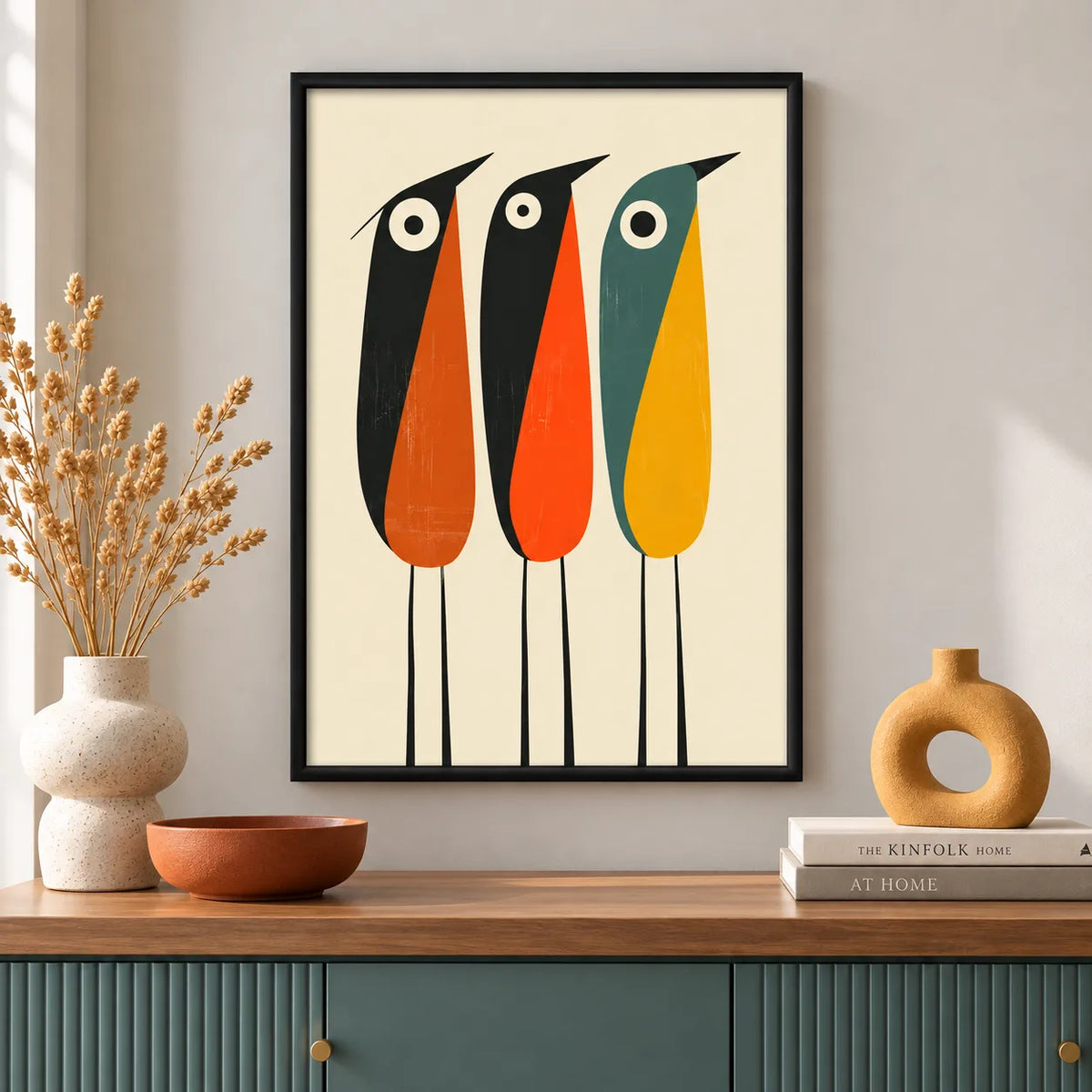 Three Colorful Birds Minimal Wall Art 2