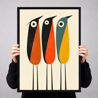 Three Colorful Birds Minimal Wall Art 3