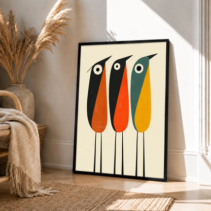 Three Colorful Birds Minimal Wall Art 4