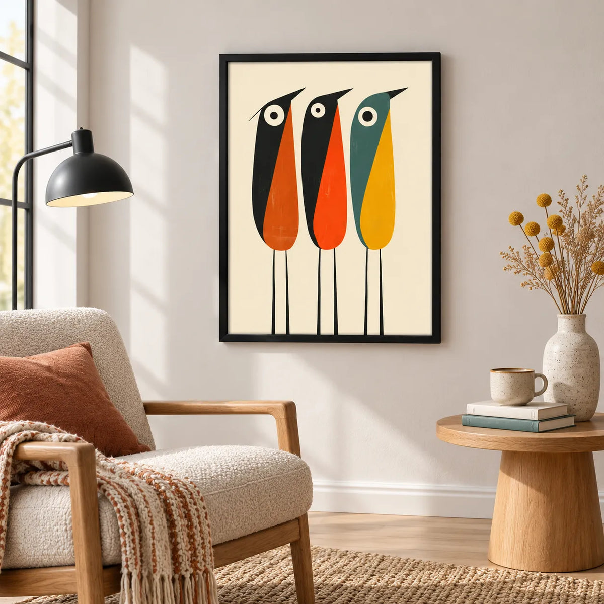 Three Colorful Birds Minimal Wall Art 5