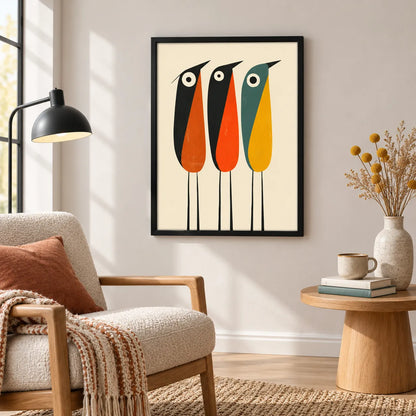 Three Colorful Birds Minimal Wall Art 5