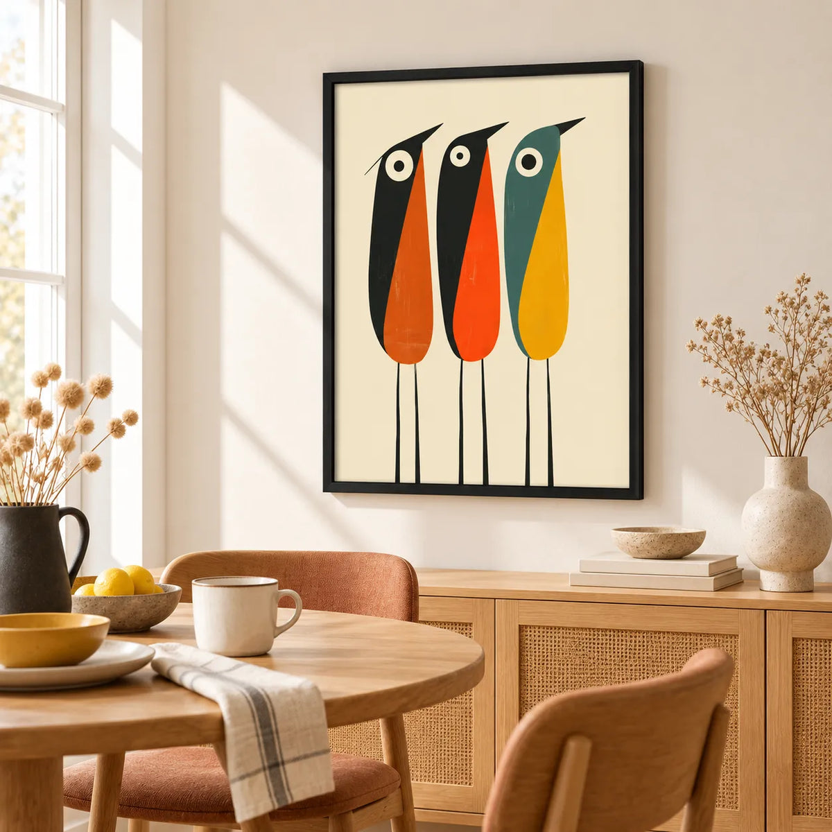 Three Colorful Birds Minimal Wall Art 6