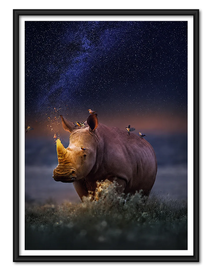 Rhino Under Starry Sky Wall Art