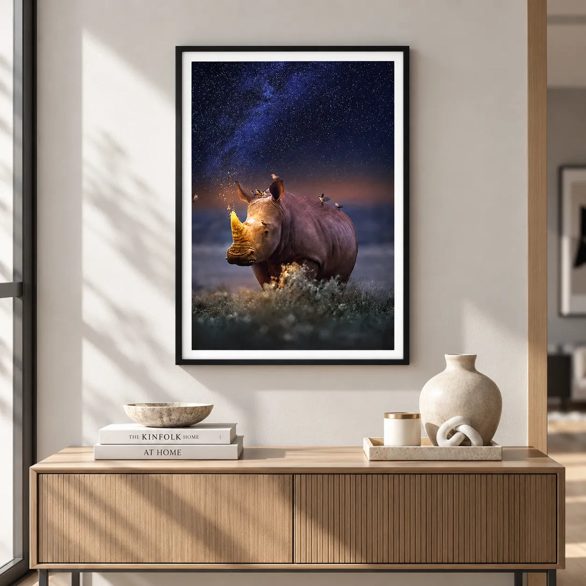 Rhino Under Starry Sky Wall Art 2