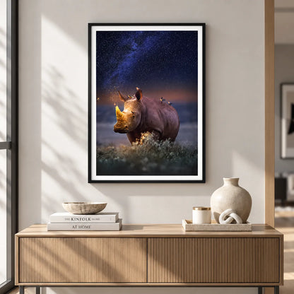Rhino Under Starry Sky Wall Art 2