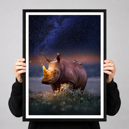 Rhino Under Starry Sky Wall Art 3