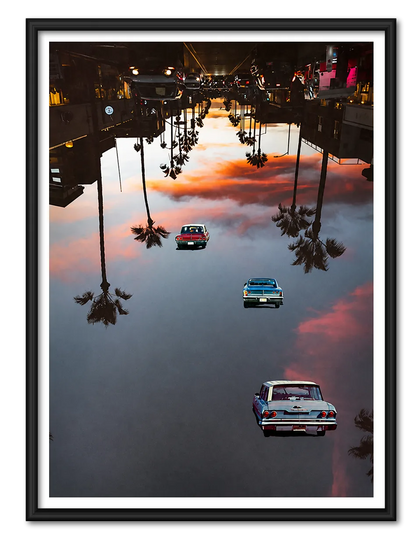Upside Down City Classic Cars Surreal Wall Art
