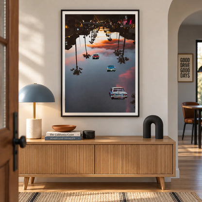 Upside Down City Classic Cars Surreal Wall Art 2