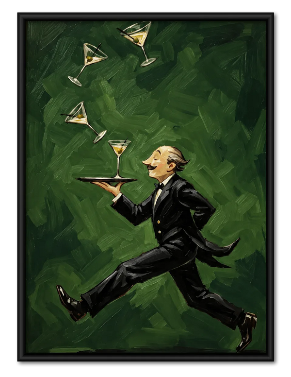 Running Waiter Martini Cocktail Wall Art