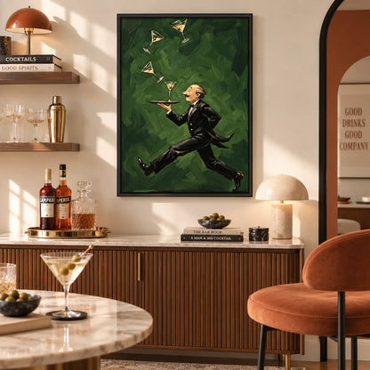 Running Waiter Martini Cocktail Wall Art 2