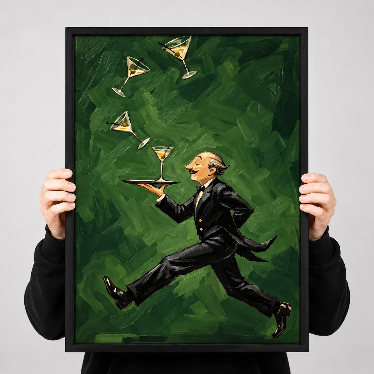 Running Waiter Martini Cocktail Wall Art 3