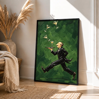 Running Waiter Martini Cocktail Wall Art 4