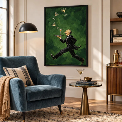 Running Waiter Martini Cocktail Wall Art 6
