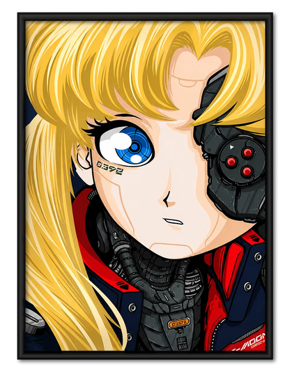 Cyberpunk Blonde Cyborg Girl Wall Art 1