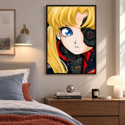 Cyberpunk Blonde Cyborg Girl Wall Art 2
