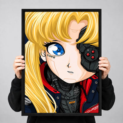Cyberpunk Blonde Cyborg Girl Wall Art 3