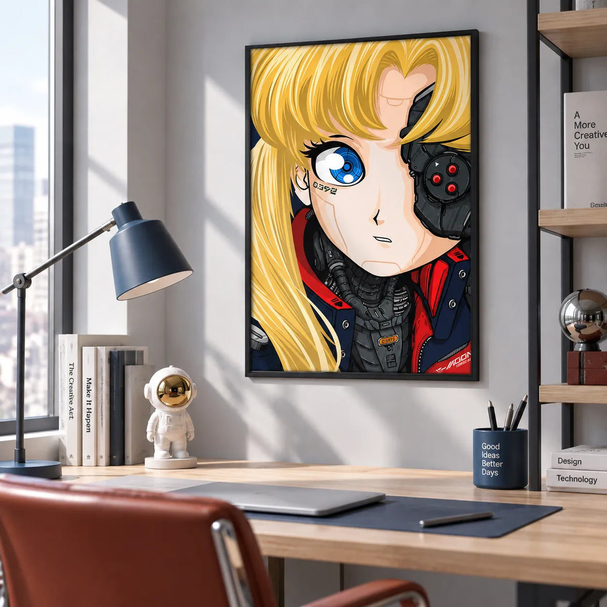 Cyberpunk Blonde Cyborg Girl Wall Art 5