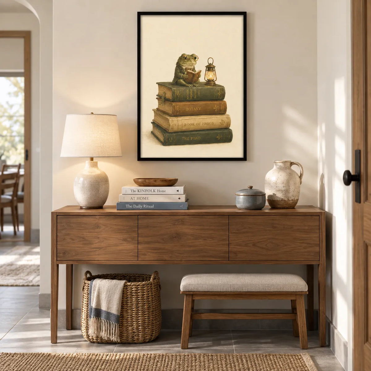 Reading Frog Vintage Book Stack Wall Art 2