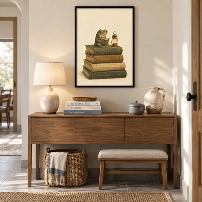 Reading Frog Vintage Book Stack Wall Art 2