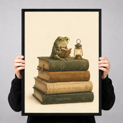 Reading Frog Vintage Book Stack Wall Art 3