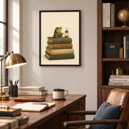Reading Frog Vintage Book Stack Wall Art 6