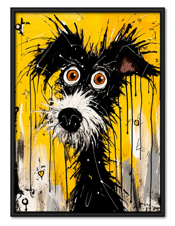 Black Dog Yellow Graffiti Wall Art
