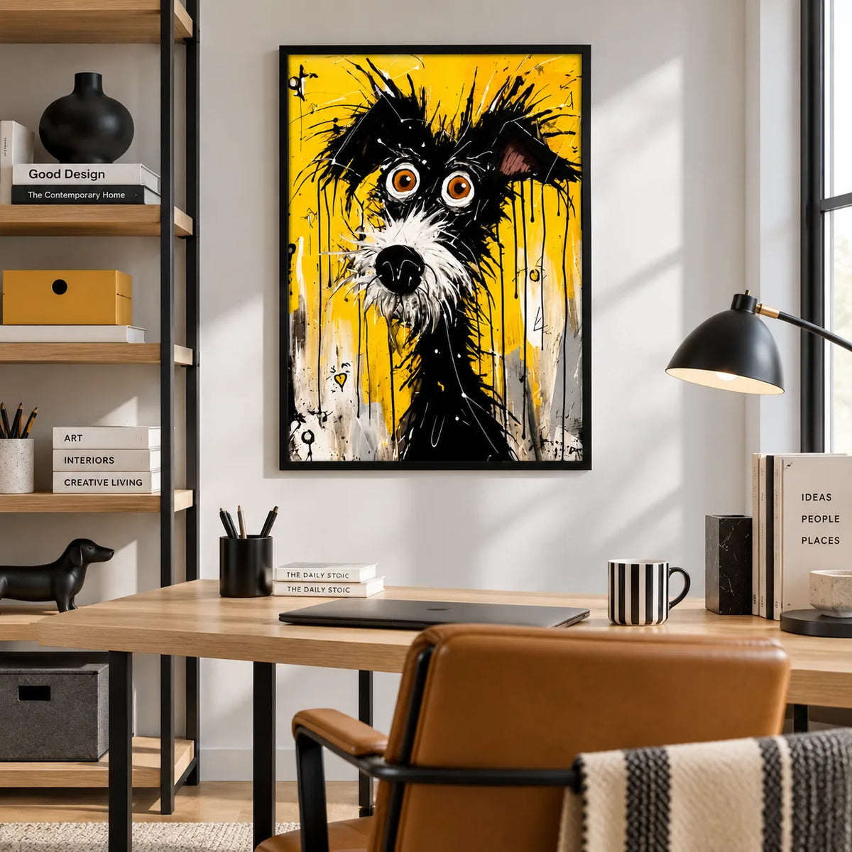Black Dog Yellow Graffiti Wall Art 2