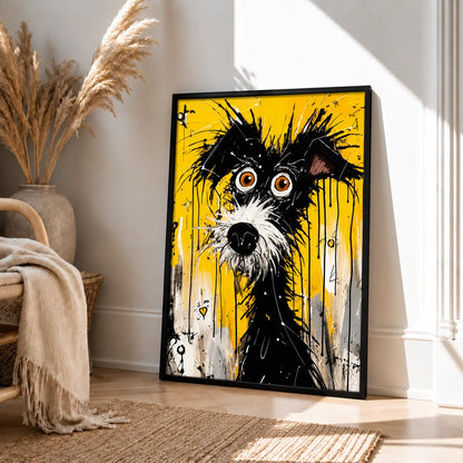 Black Dog Yellow Graffiti Wall Art 4