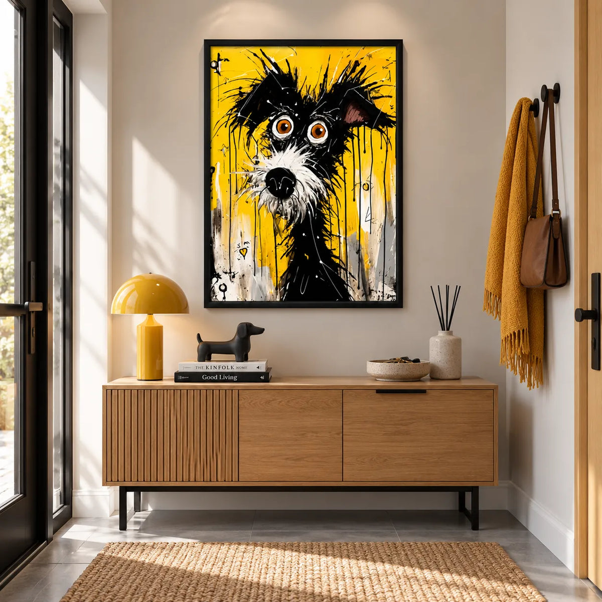 Black Dog Yellow Graffiti Wall Art 5
