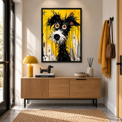 Black Dog Yellow Graffiti Wall Art 5