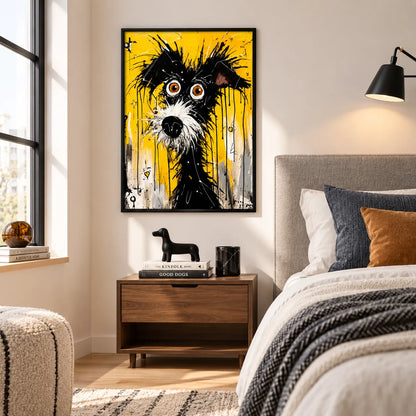 Black Dog Yellow Graffiti Wall Art 6