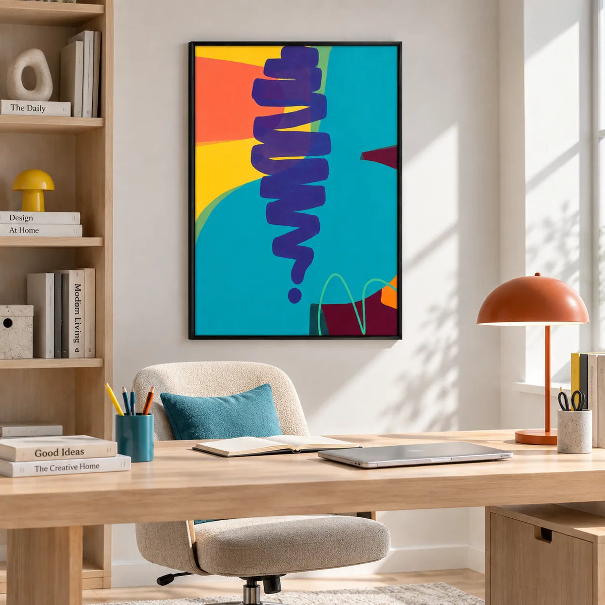 Colorful Abstract Brush Shapes Wall Art 2