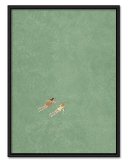 Two Swimmers Minimal Pool Wall Art 1