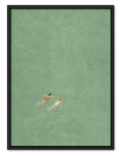Two Swimmers Minimal Pool Wall Art